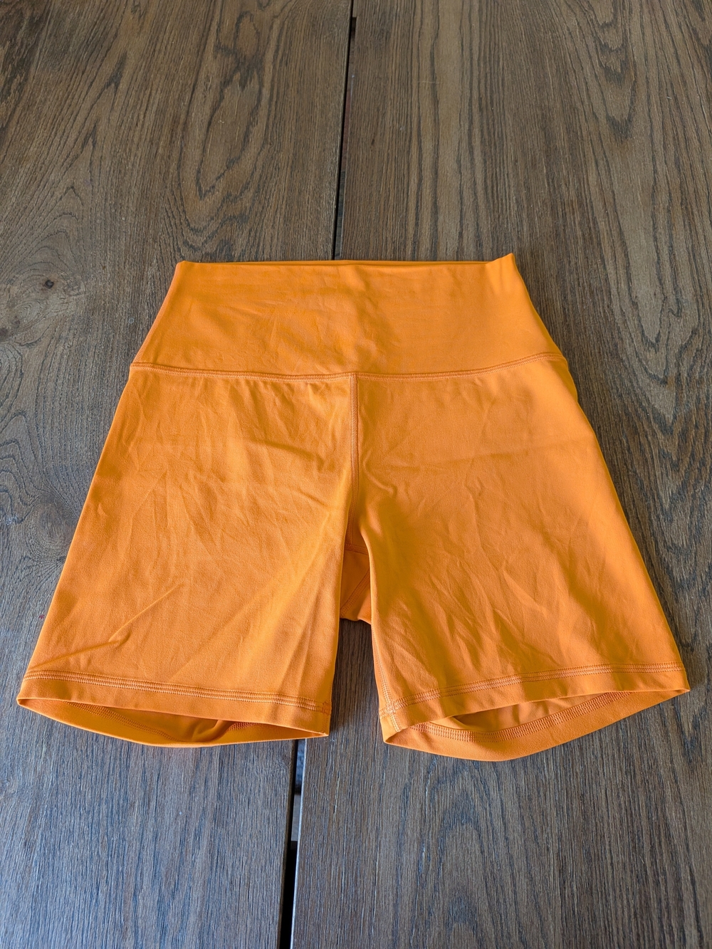 NEW CRZ Yoga Women's High Rise Neon Orange Spandex Shorts 6" Inseam Size Large